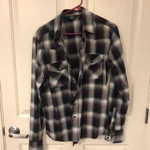 Men’s Salt Valley Western Grey Plaid Shirt size M